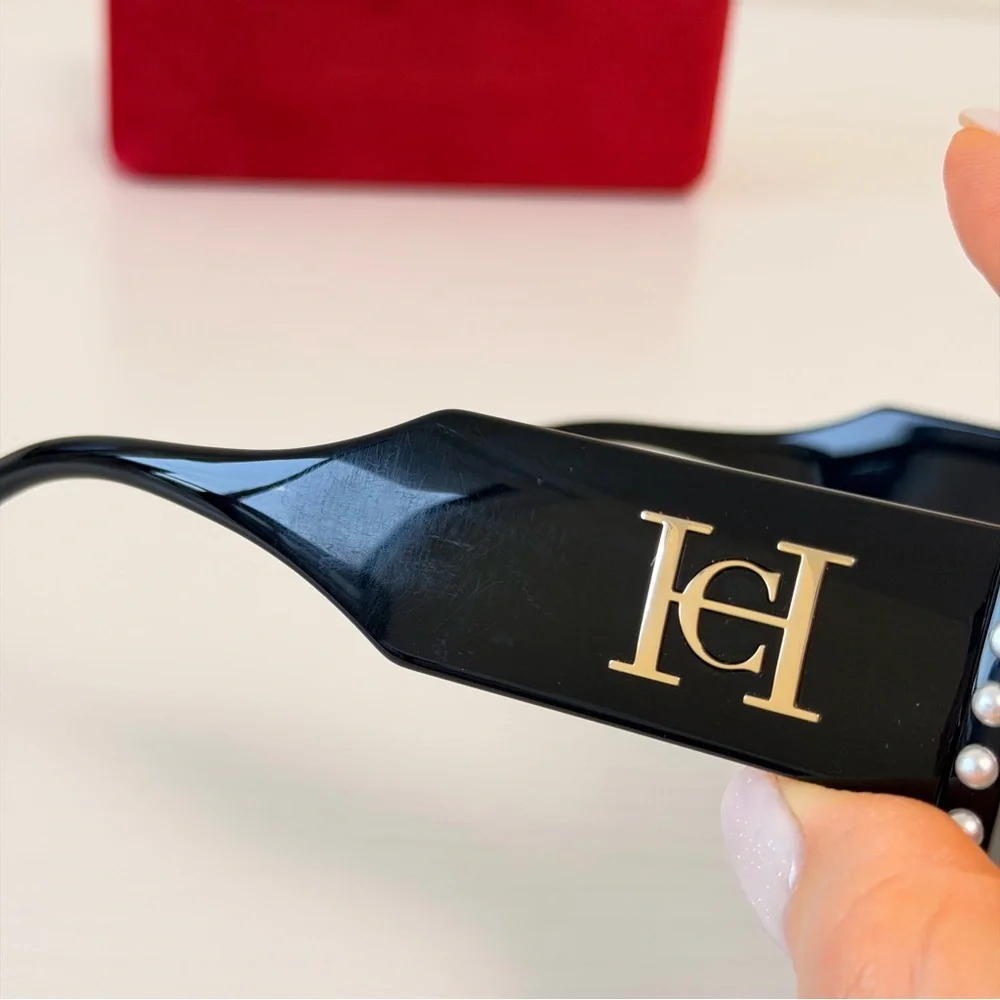 Carolina Herrera Chic Black Sunglasses with Pearl Accents, CH0001/S 8079O - Picture 12 of 16
